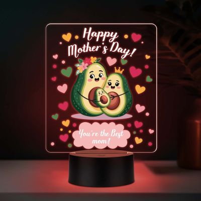 Cute Avocado Best Mom UV Print 7 Color LED Night Lamp Mothers Day Gift Light